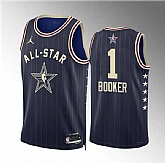 Men's 2024 All-Star #1 Devin Booker Navy Stitched Basketball Jersey